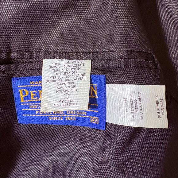 Pendleton Sports Jacket Men 42 Gray Wool Suede Herringbone Blazer Western Elbow - Picture 7 of 8